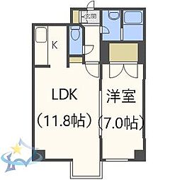 フレンドリー山の手 1LDKの間取図画像