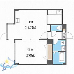 フレンドリー山の手 1LDKの間取図画像