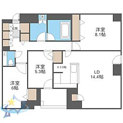 シティタワー札幌大通 3LDKの間取図画像
