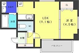 クレエル大通 1LDKの間取図画像