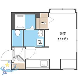 グランテラス北4条 1Kの間取図画像