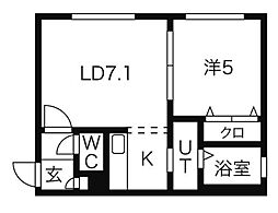 パークスクエア円山公園 1LDKの間取図画像