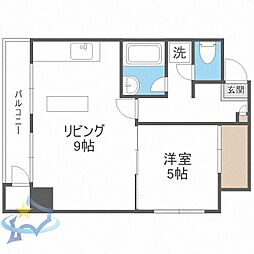 リベルティ大通 1LDKの間取図画像