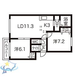 グラン・シャリオ 2LDKの間取図画像