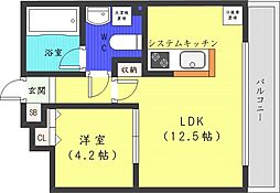 レオーネ中島公園 1LDKの間取図画像