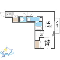 札幌市豊平区平岸五条13丁目マンション 1LDKの間取図画像