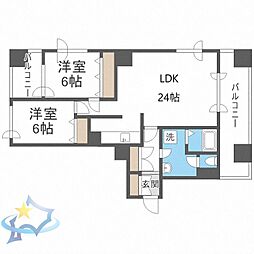 ビッグパレス西線イーストタワー 2LDKの間取図画像