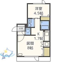 Oggi南円山 1LDKの間取図画像
