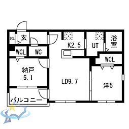 札幌市中央区南四条西25丁目マンション 2LDKの間取図画像