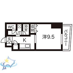 レフィーナ円山 1Kの間取図画像