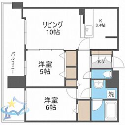 デュオヒルズ円山ファースト 2LDKの間取図画像