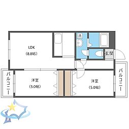 THERESIDENCEPARKKOSAI 2LDKの間取図画像