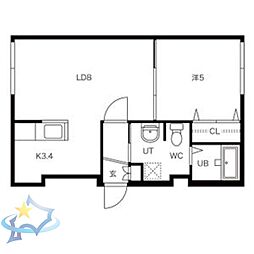 JR函館本線 桑園駅 徒歩4分の賃貸マンション 4階1LDKの間取り