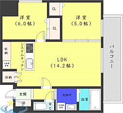 札幌市営東西線 西18丁目駅 徒歩1分の賃貸マンション 6階2LDKの間取り