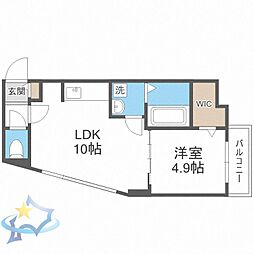 札幌市営東西線 西28丁目駅 徒歩8分の賃貸マンション 3階1LDKの間取り