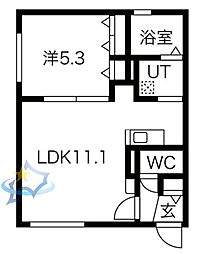 札幌市営東西線 西18丁目駅 徒歩6分の賃貸マンション 4階1LDKの間取り