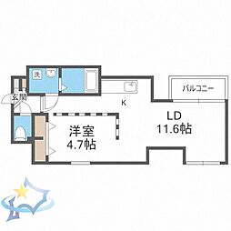 札幌中央レジデンス 1LDKの間取図画像