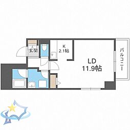 札幌市営東西線 西18丁目駅 徒歩2分の賃貸マンション 5階1Kの間取り