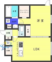 札幌市営東西線 二十四軒駅 徒歩13分の賃貸マンション 2階1LDKの間取り