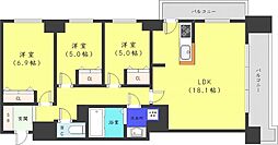 札幌市営東西線 西28丁目駅 徒歩5分の賃貸マンション 4階3LDKの間取り