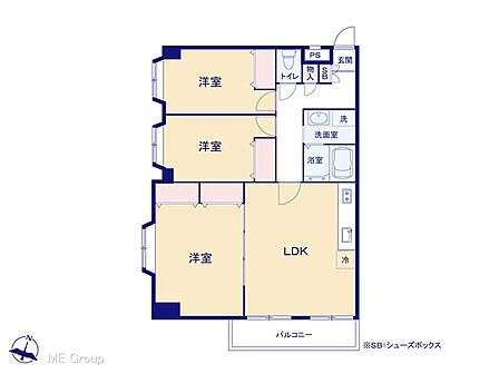 3LDK 間取り