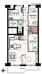 富士見台マンション 3LDKの間取図画像