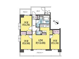 アドリーム蓮根 3LDKの間取図画像