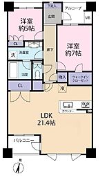 ブリリア外苑出羽坂 2LDKの間取図画像