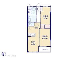 代々木第二コーポラス 2DKの間取り