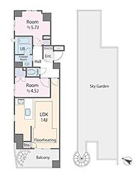 ザ・パームス浦和岸町 2LDKの間取図画像