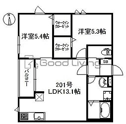 Nexus姪浜 2LDKの間取図画像