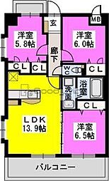 Comfort東比恵 3LDKの間取図画像