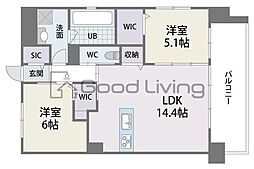 ヴァンヴェール大濠 2LDKの間取図画像