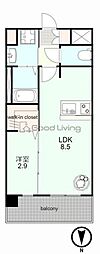 グランフォーレ大橋プレミア 1LDKの間取図画像