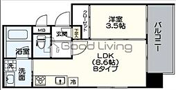 アヴァンティ祇園 1LDKの間取図画像