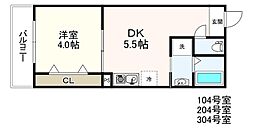 メグリオ新松戸IV 1DKの間取図画像