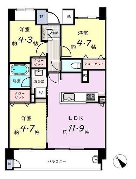3LDK 間取り