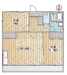 パルデンス上野毛 2LDKの間取図画像
