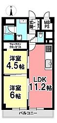 チサンマンション第5江坂 2LDKの間取図画像