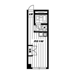 エーエスホームズII 1階ワンルームの間取り