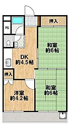 長居コーポラス 3DKの間取図画像