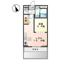 JR山陽本線 松永駅 徒歩29分の賃貸マンション 1階1LDKの間取り