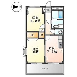 JR山陽本線 大門駅 徒歩16分の賃貸アパート 2階2DKの間取り