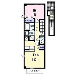 JR山陽本線 東尾道駅 バス5分 南松永下車 徒歩10分の賃貸アパート 2階1LDKの間取り