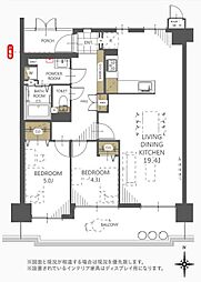 マイシティおおさか2番館 2LDKの間取図画像