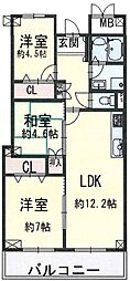ハイマート若江2棟 3LDKの間取図画像
