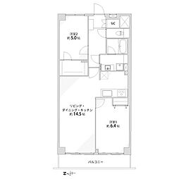 ハイラーク横浜白山 2LDKの間取図画像