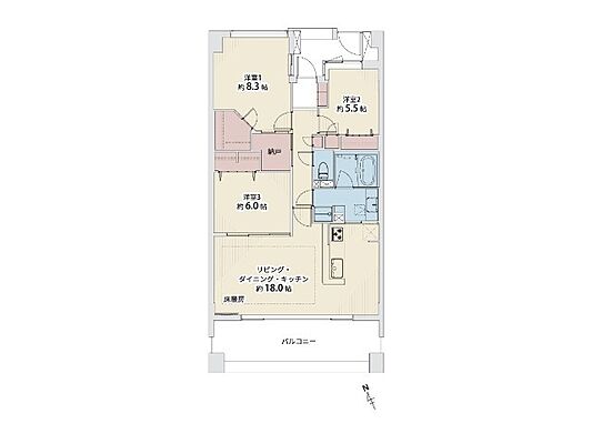 間取り ウォルトンズコート長津田 9階/-