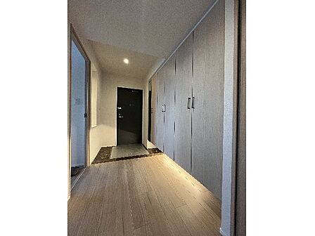 足元を優しく照らす間接照明が魅力的な玄関スペースです！大容量のシューズボックスを備えているためご家族全員の靴をすっきりと整理でき、いつでも清潔感のある綺麗な空間で来客を迎えることができます