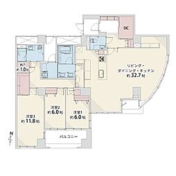 アトモスももち 3SLDKの間取図画像